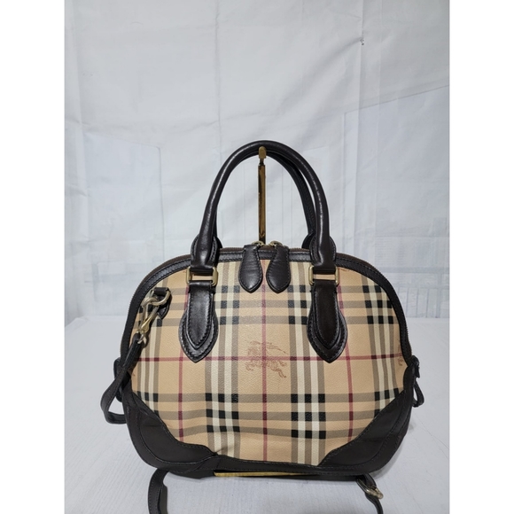 BURBERRYHaymarket Check Small Orchard Bowling Bag Chocolate - Picture 6 of 12